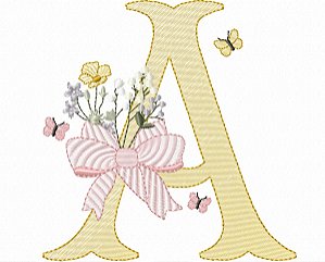 Matriz Bordado Alfabeto Buquet De Flores Delicadas