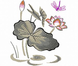 Matriz Bordado Floral Delicado Com Libélulas