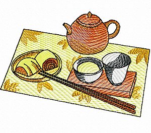 Matriz Bordado Pano De Prato Servindo A Mesa De Café