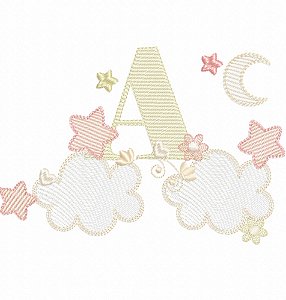 Matriz Bordado Alfabeto Infantil Com Nuvem E Estrelinha