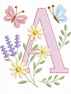 Matriz Bordado Alfabeto Florzinha E Borboleta