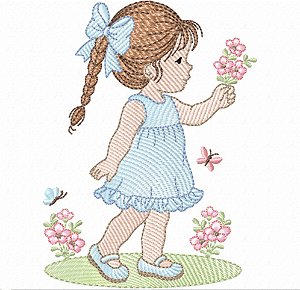Matriz Bordado Lindas Meninas Com Florzinha Para Fralda