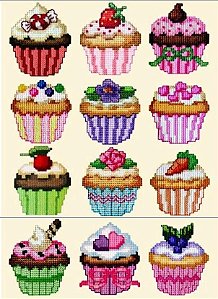 Matriz Bordado Ponto Cruz Cupcake  2