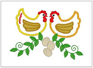 Matriz Bordado Aplique Galo E Galinha Feliz - Matriz Bordados Eletrônicos