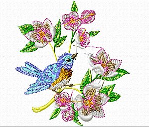 Matriz Bordado Flores E Pássaros