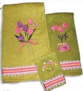 Matriz Bordado Toalha e Lavabo Tulipas