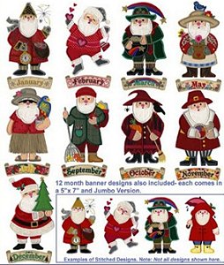 Matriz Bordado Aplique Natal Papai Noel Mes