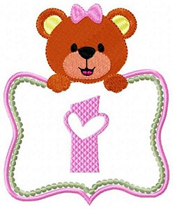 Matriz Bordado Mesversário Linda Ursinha Na Moldura