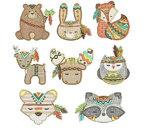 Matriz Bordado Aplique Animais Tribal