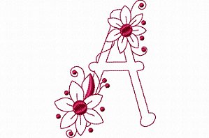 Matriz Bordado Alfabeto Floral Redwork