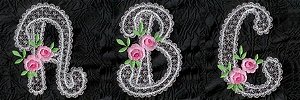 Matriz Bordado Alfabeto Laços E Rosas