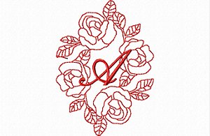 Matriz Bordado Alfabeto Moldura Rosas Redwork