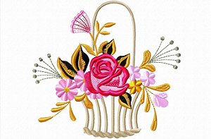Matriz Bordado Cesta Com Flores