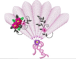 Matriz Bordado Leque Rippled Com Flores