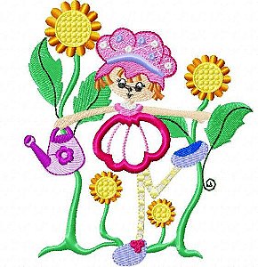 Matriz Bordado Aplique Menina Flor