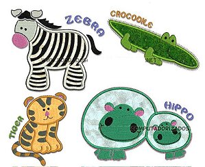 Matriz Bordado Aplique Zoo Feliz