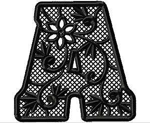Matriz Bordado Alfabeto Renda Com Flor
