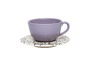 Xícara Chá Cerâmica 200mL com Pires Unni Lilac Oxford