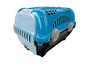Caixa Plástica para Transporte Pet Luxo n°3 Azul Furacão Pet