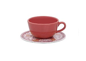 Xícara Chá Cerâmica 200mL com Pires Unni Etna Oxford