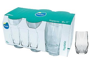 Copo Topázio 360mL Long Drink com 6 peças Vidro Incolor Nadir