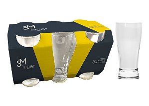 Copo Cerveja Vidro Incolor Lager 200mL com 6 peças SM
