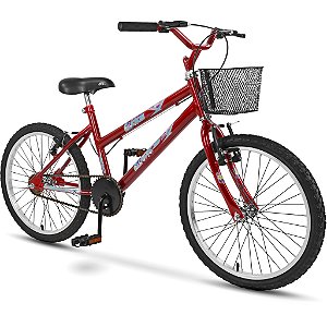 Bicicleta Aro 20 Dks Infantil Menina Criança Mtb Com Cesta - Vermelho