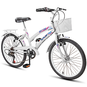 Bicicleta Feminina Infantil Aro20 Dks Dolphin C/Marcha Cesta - Branco