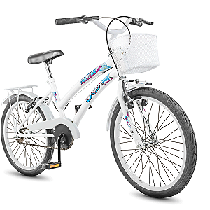 Bicicleta Feminina Infantil Aro20 Bike Dks Cestinha e Garupa - Branco