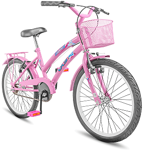 Bicicleta Feminina Infantil Aro20 Bike Dks Cestinha e Garupa - Rosa