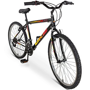 Bicicleta de Passeio Aro 26 Dks Mtb Urbana 18 Marchas Vbrake - Vermelho/ Amarelo