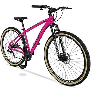 Bicicleta Mountain Bike Aro 29 Safe Nº One 21 Marchas Freio à Disco - Rosa Pink