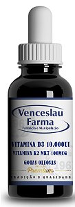 Vitamina D3 10.000ui e Vitamina K2 MK7 100mcg – Veículo Oleoso (TCM) 30ml