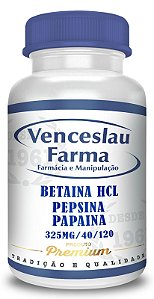Betaína Cloridrato 325mg + Pepsina 40mg + Papaína 120mg - Cápsulas