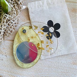 ESPELHO FLORAL AMARELO - PRONTA ENTREGA