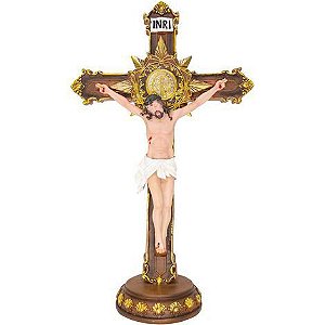 Crucifixo Pedestal 40  CM - Resina Importada