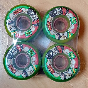 RODAS DE SKATE FLIP CHEECH AND CHONG 65MM 86A VERDE SEMI NOVA