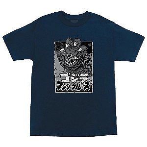 CAMISETA SANTA CRUZ GODZILLA HAND AZUL MARINHO TAMANHO L (G)