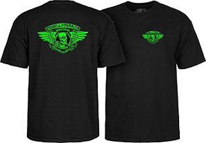 CAMISETA IMPORTADA POWELL PERALTA WINGED RIPPER VERDE BLACKLIGHT PRETA L(G)