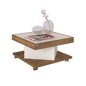 Mesa de Centro com Rodízios Saara - Pinho / Off White