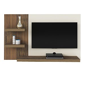 Painel de TV 160cm até 50 Polegadas Chess - Pinho Ripado 3D / Off White