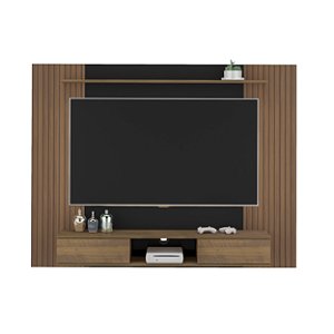 Painel de TV 176cm até 75 Polegadas Nevada - Pinho Ripado 3D / Preto