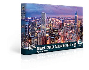 Quebra-Cabeça Skyline de Chicago 1500 Peças - Game Office 2518