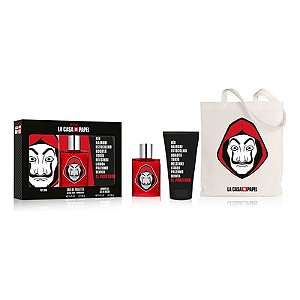 Kit La casa De Papel (bag+perfume edt 100ml+gel de banho 150ml)