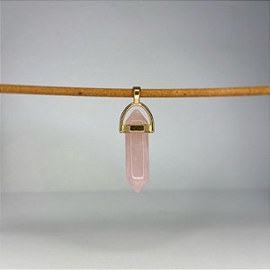 Pingente Quartzo Rosa Dourado