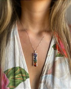 Pingente de Selenita Branca Sete Chakras