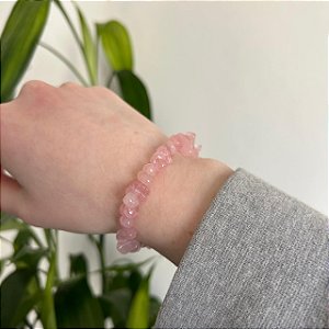 Pulseira Cascalho de Quartzo Rosa