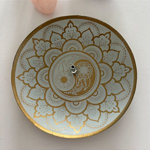 Incensário Mandala Dourado em vidro