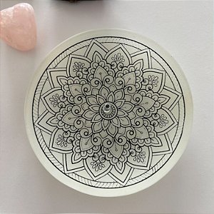 Incensário Mandala Preto e Branco em vidro