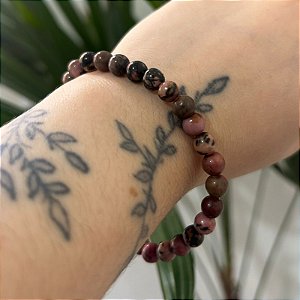 Pulseira Esfera Polida de Rodonita